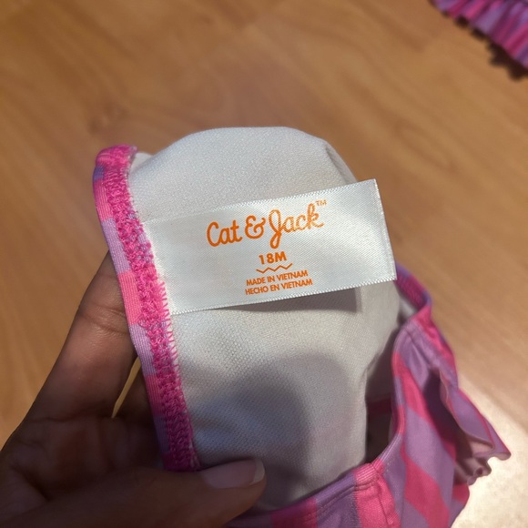 Cat & Jack Pink and Purple Striped Bikini Infant Toddler 18 months - Picture 2 of 6